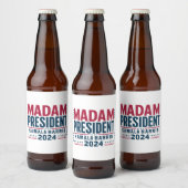 Mevrouw President Kamala Harris 2024 Vote Democraa Bier Etiket (Flessen)