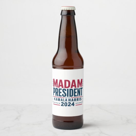 Mevrouw President Kamala Harris 2024 Vote Democraa Bier Etiket (Voorkant)