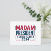 Mevrouw President Kamala Harris 2024 Vote Democraa Briefkaart (Staand voorkant)