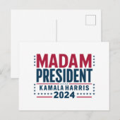 Mevrouw President Kamala Harris 2024 Vote Democraa Briefkaart (Voorkant / Achterkant)