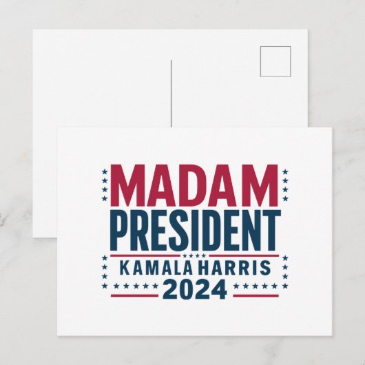 Mevrouw President Kamala Harris 2024 Vote Democraa Briefkaart (Voorkant / Achterkant)