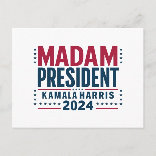 Mevrouw President Kamala Harris 2024 Vote Democraa Briefkaart (Voorkant)