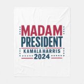 Mevrouw President Kamala Harris 2024 Vote Democraa Fleece Deken (Voorkant)