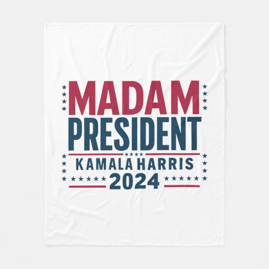 Mevrouw President Kamala Harris 2024 Vote Democraa Fleece Deken (Voorkant)