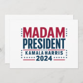 Mevrouw President Kamala Harris 2024 Vote Democraa Kaart (Voorkant / Achterkant)