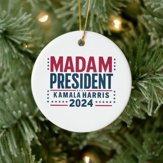 Mevrouw President Kamala Harris 2024 Vote Democraa Keramisch Ornament (Boom)