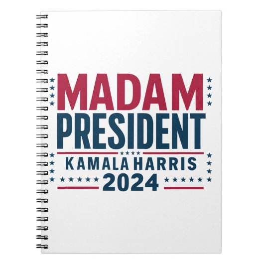 Mevrouw President Kamala Harris 2024 Vote Democraa Notitieboek (Voorkant)
