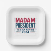 Mevrouw President Kamala Harris 2024 Vote Democraa Papieren Bordje (Voorkant)