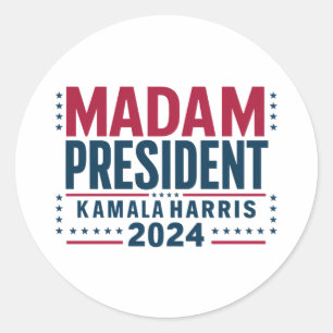 Mevrouw President Kamala Harris 2024 Vote Democraa Ronde Sticker