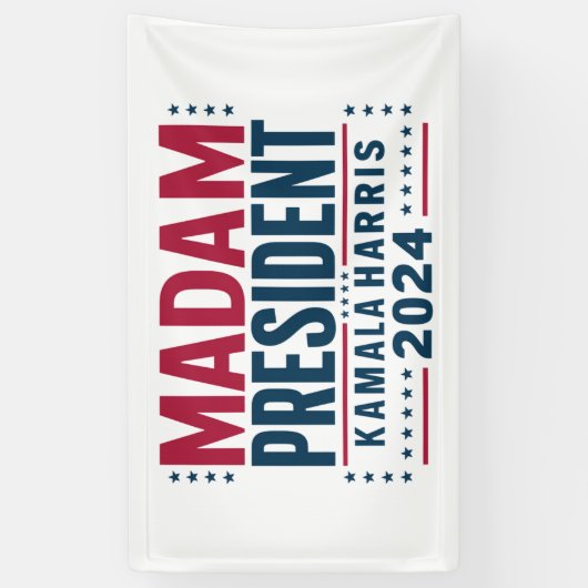Mevrouw President Kamala Harris 2024 Vote Democraa Spandoek (Verticaal)