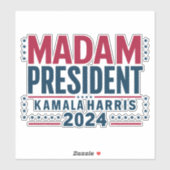 Mevrouw President Kamala Harris 2024 Vote Democraa Sticker (Vel)
