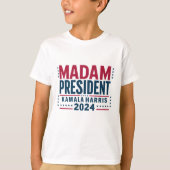 Mevrouw President Kamala Harris 2024 Vote Democraa T-shirt (Voorkant)