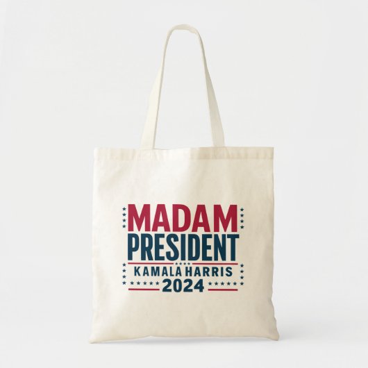 Mevrouw President Kamala Harris 2024 Vote Democraa Tote Bag (Voorkant)
