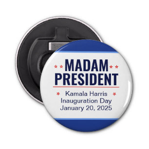 Mevrouw President Kamala Harris Inhuldiging Button Flesopener