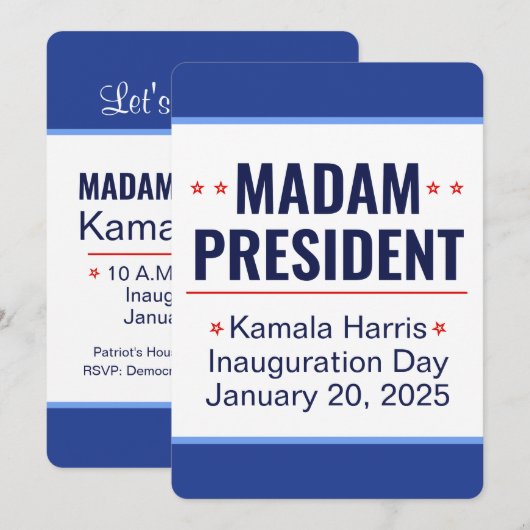 Mevrouw President Kamala Harris Inhuldiging Kaart (Voorkant / Achterkant)