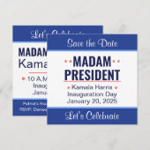 Mevrouw President Kamala Harris Inhuldiging Save The Date (Voorkant / Achterkant)