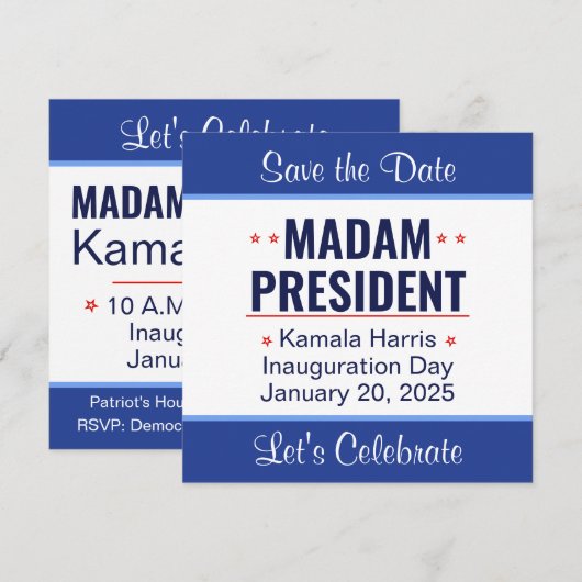 Mevrouw President Kamala Harris Inhuldiging Save The Date (Voorkant / Achterkant)