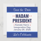Mevrouw President Kamala Harris Inhuldiging Save The Date (Voorkant)