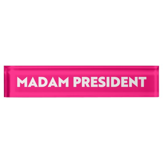 Mevrouw president moderne gewaagde typografie hot  naambordje (Voorkant)