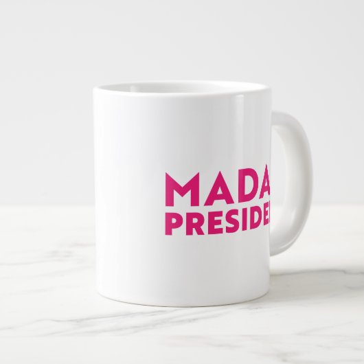Mevrouw President, moderne hot pink typografie Grote Koffiekop (Voorkant rechts)