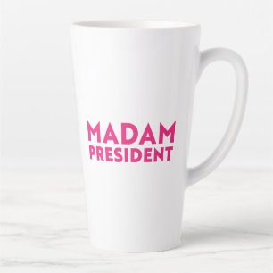 Mevrouw President, moderne hot pink typografie Latte Mok