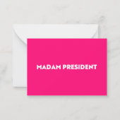 Mevrouw President moderne typografie hot pink Notitiekaartje (Voorkant)