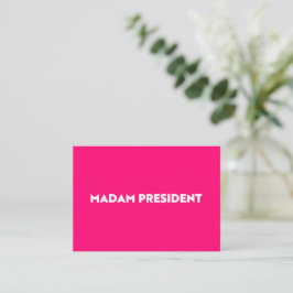 Mevrouw President moderne typografie hot pink Notitiekaartje