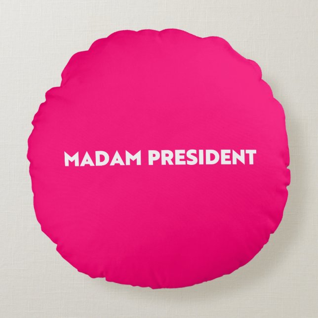 Mevrouw President moderne typografie hot pink Rond Kussen (Voorkant)