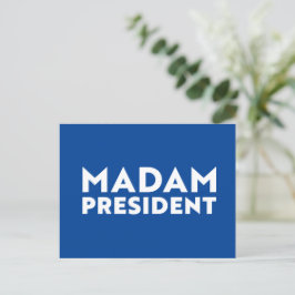 Mevrouw President moderne typografie wit en blauw Briefkaart