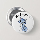 mevrouw Purrfect Cute Cat Button (Voorkant /achterkant)