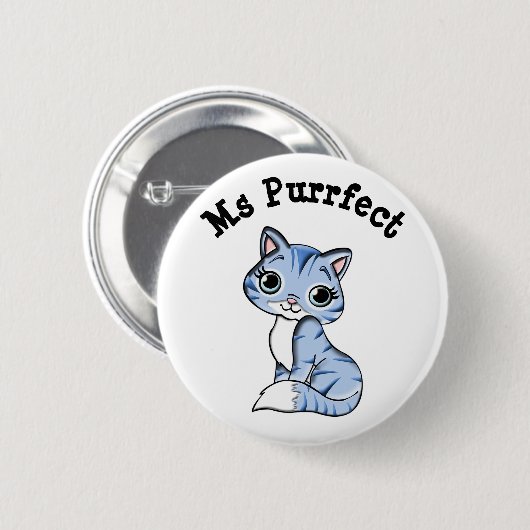 mevrouw Purrfect Cute Cat Button (Voorkant /achterkant)