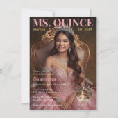 Mevrouw Quince Elegant Roze Vijftiende Viering Kaart (Voorkant)