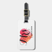 Mevrouw Reisend Bagagelabel | waterverf hart (Voorkant verticaal)