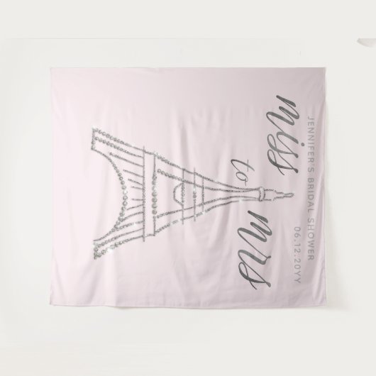 Mevrouw Rhinestones Eiffel Pink Bridal achtergrond Wandkleed (Voorkant (horizontaal))