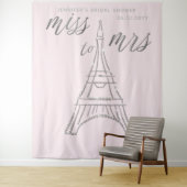 Mevrouw Rhinestones Eiffel Pink Bridal achtergrond Wandkleed (In situ)