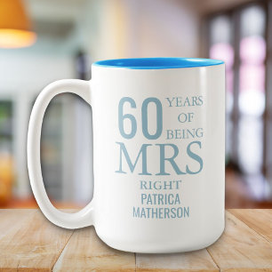 Mevrouw Right Leuke 60e trouwdag Tweekleurige Koffiemok
