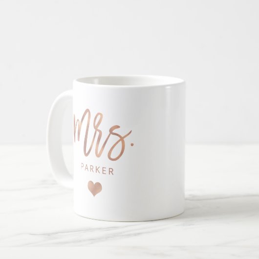Mevrouw | Roos Gold Script met hart Koffiemok (Voorkant links)
