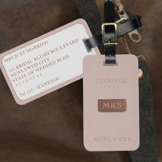Mevrouw Rose Gold Bruidsroze Bagage Label