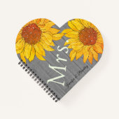 mevrouw Rustic Wood Gray Yellow Sunflower Notitieboek (Voorkant)