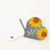mevrouw Rustic Wood Gray Yellow Sunflower Notitieboek (Binnen)