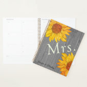 Mevrouw Rustiek Hout Grijs Gele Zonnebloem Planner (Display)