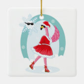 mevrouw Santa Claus Flamingo Ceramic Ornament (Achterkant)