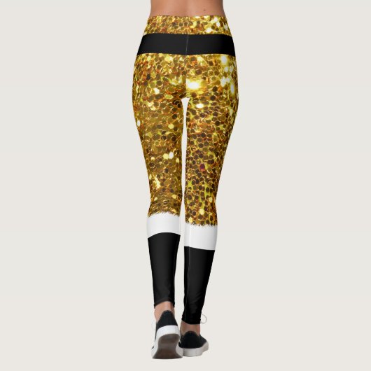 Mevrouw Santa Claus Gold glitter Leggings (Achterkant)