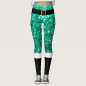 Mevrouw Santa Claus groene glitter Leggings (Voorkant)