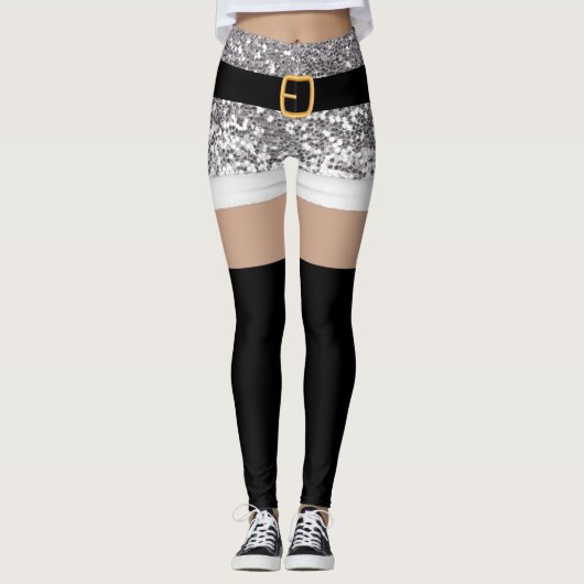 Mevrouw Santa Claus Silver glitter Leggings (Voorkant)