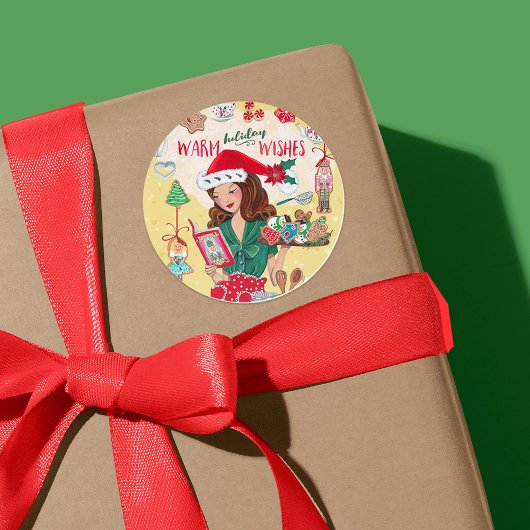 Mevrouw Santa Kerstmis Notenkraker Cookies Keuken Ronde Sticker