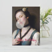 Mevrouw Sassy die bubbelgom blaast Gefeliciteerd Kaart (Staand voorkant)