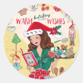 Mevrouw Sinterklaas Kerst Notenkraker Koekjes Keuk Ronde Sticker