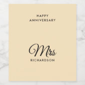  mevrouw Surname Wedding Jubileum Wijn Etiket (Enkel label)