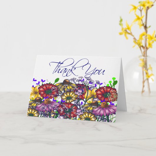 Mevrouw Taylor Wildflower Dank u kaart (Gele Bloem)